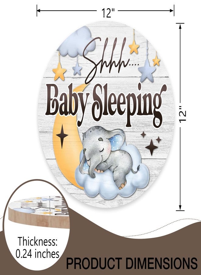 Deroro Shhh Baby Sleeping Front Door Sign, Elephant Moon Cloud Stars Wood Door Hanger Nursery Kids Bedroom Decor, Infant Toddler Baby Boy Girl Room Rustic Wooden Wreath Indoor Wall Hanging Decoration - Image 2
